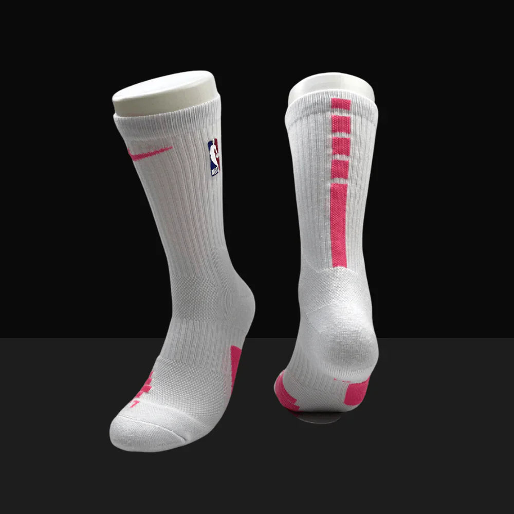 NBA Elite Crew Socks - White/Pink