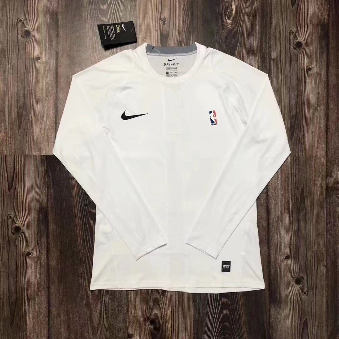 NBA Elite Pro White Compression Long Sleeve