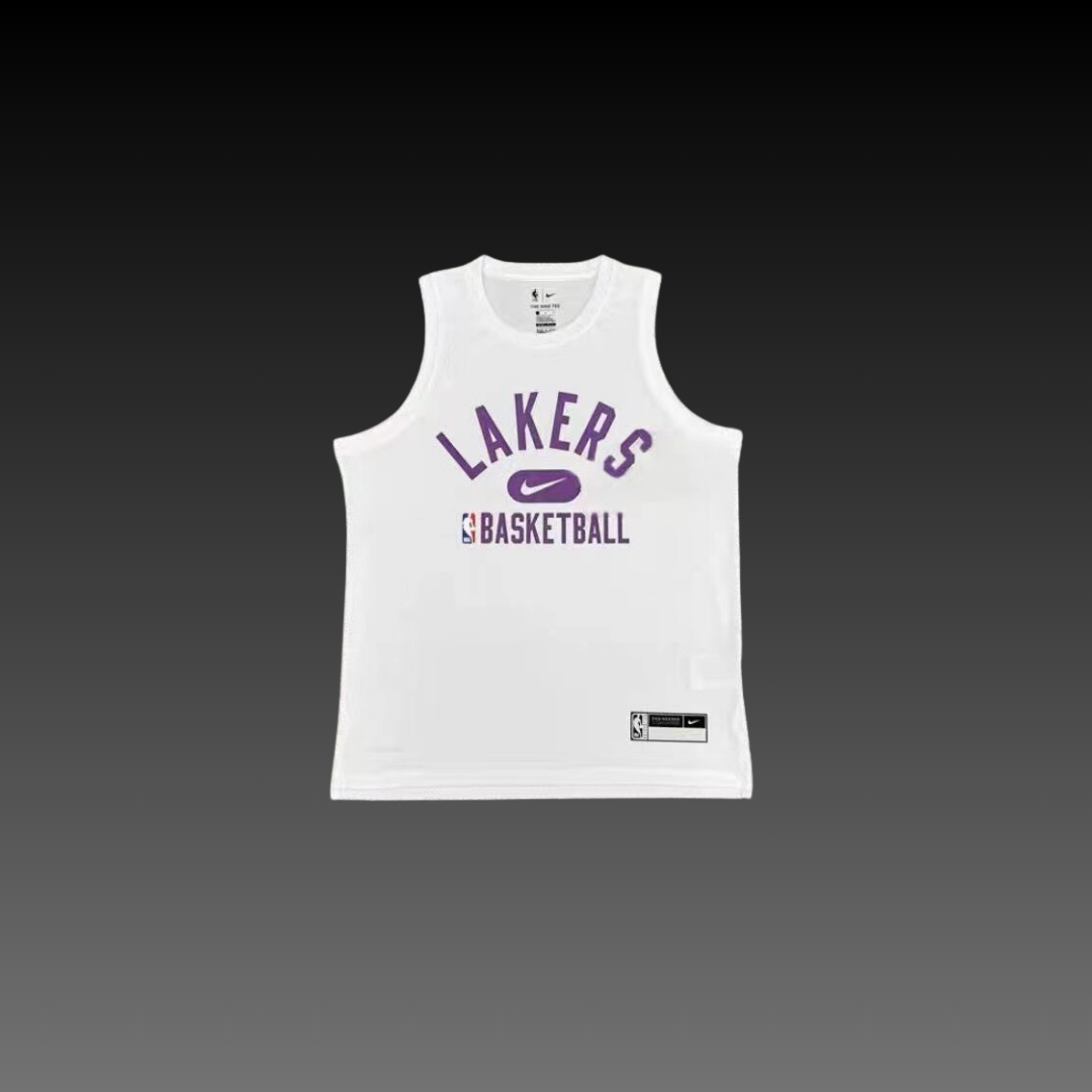 Los Angeles Lakers White Warm-Up Tank Top