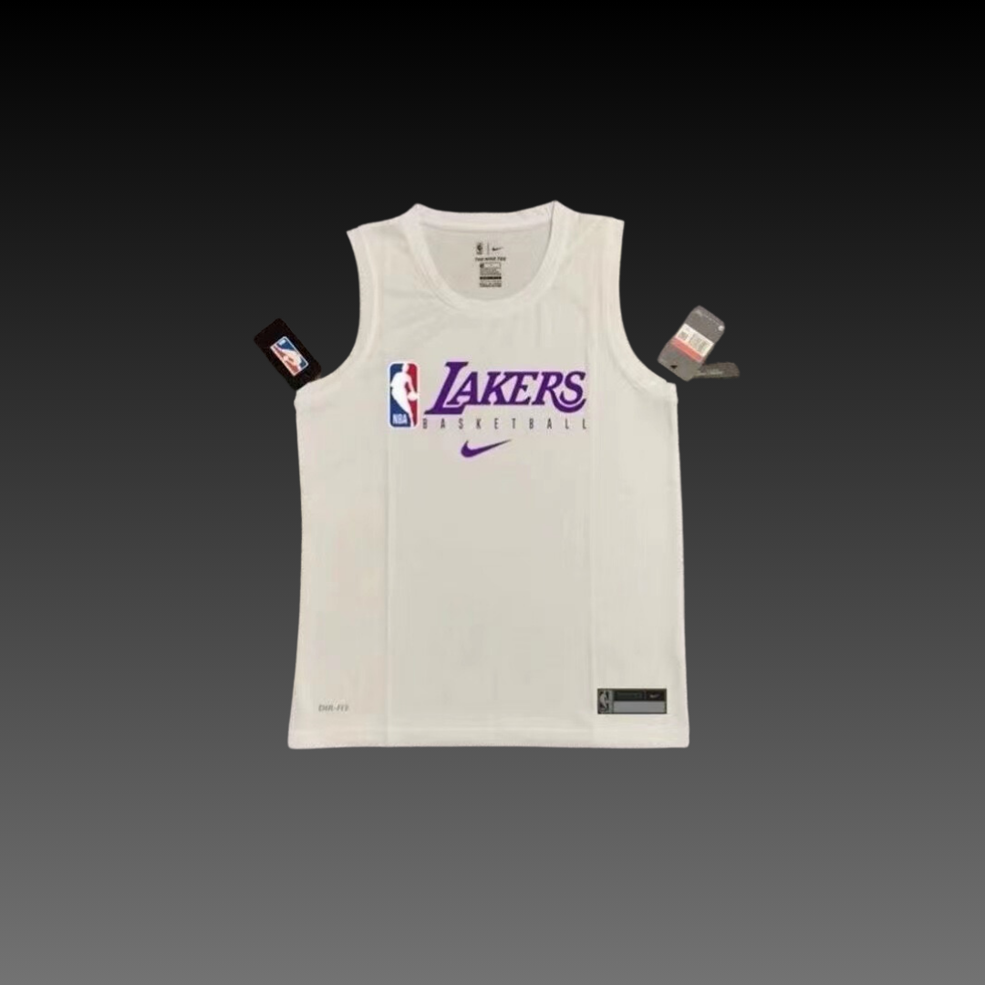 Los Angeles Lakers White Warm-Up Tank Top