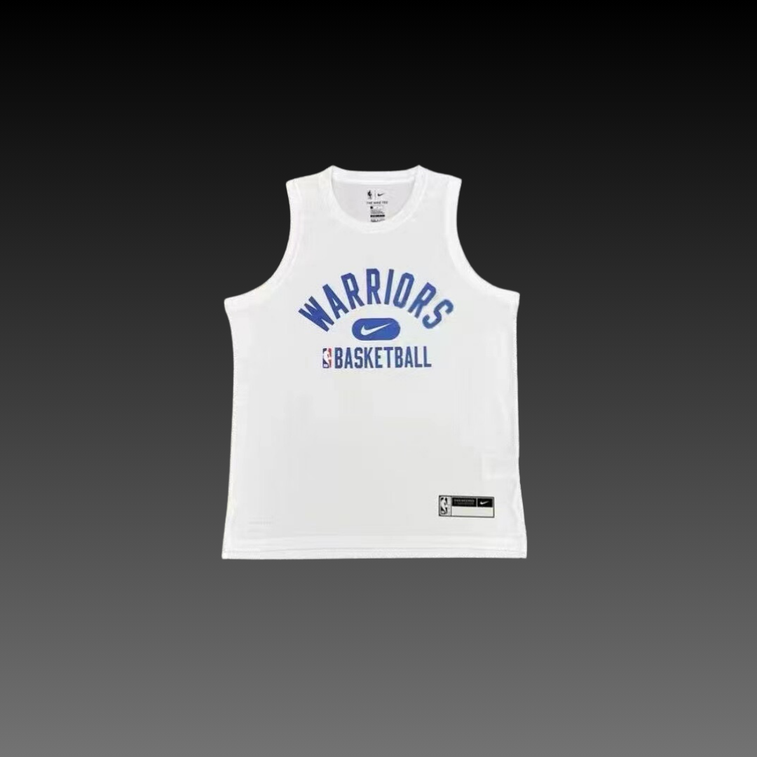 Golden State Warriors White Warm-Up Tank Top