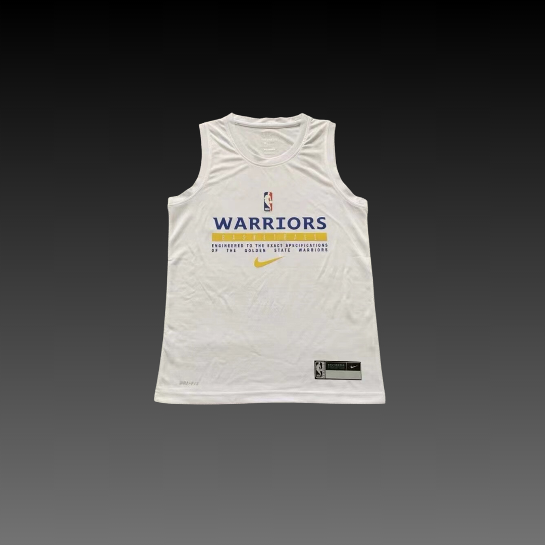 Golden State Warriors White Warm-Up Tank Top