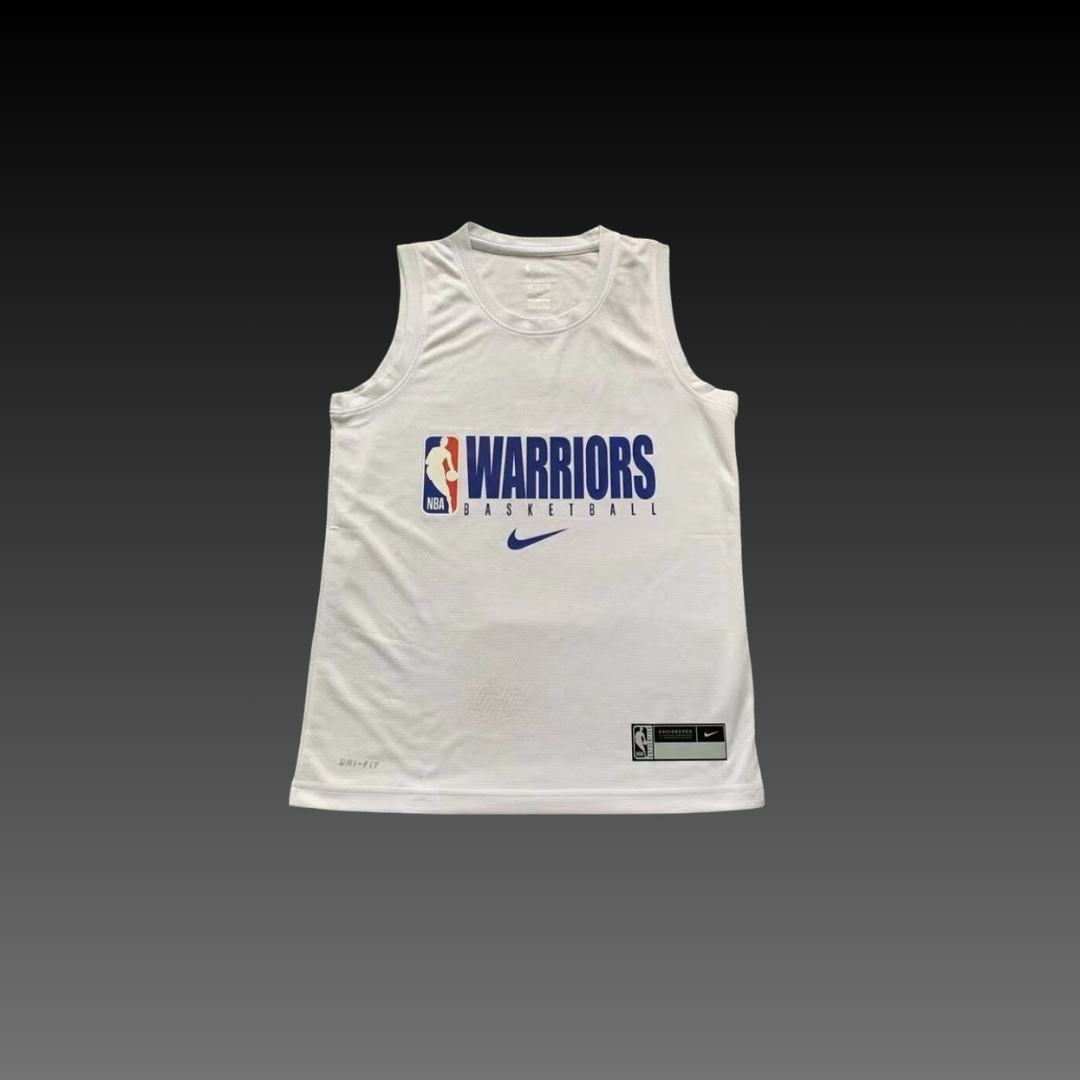 Golden State Warriors White Warm-Up Tank Top