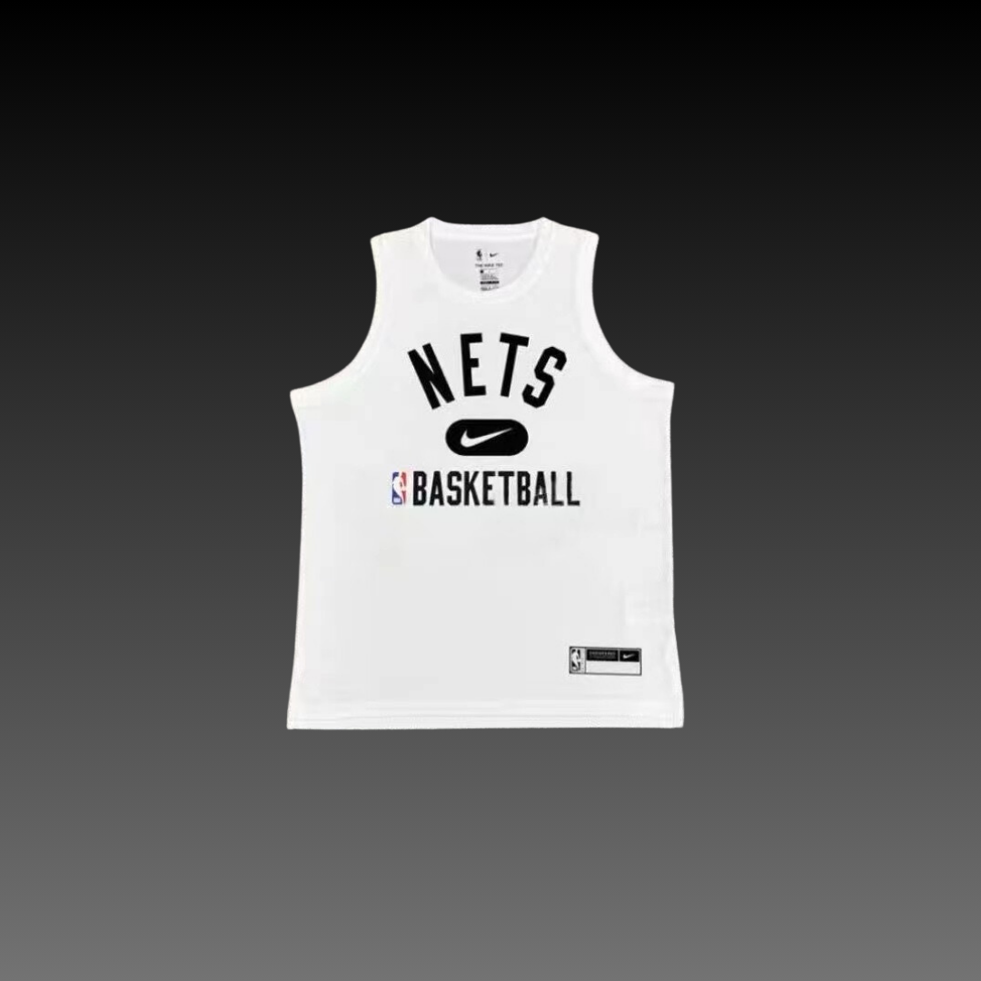 Brooklyn Nets White Warm-Up Tank Top