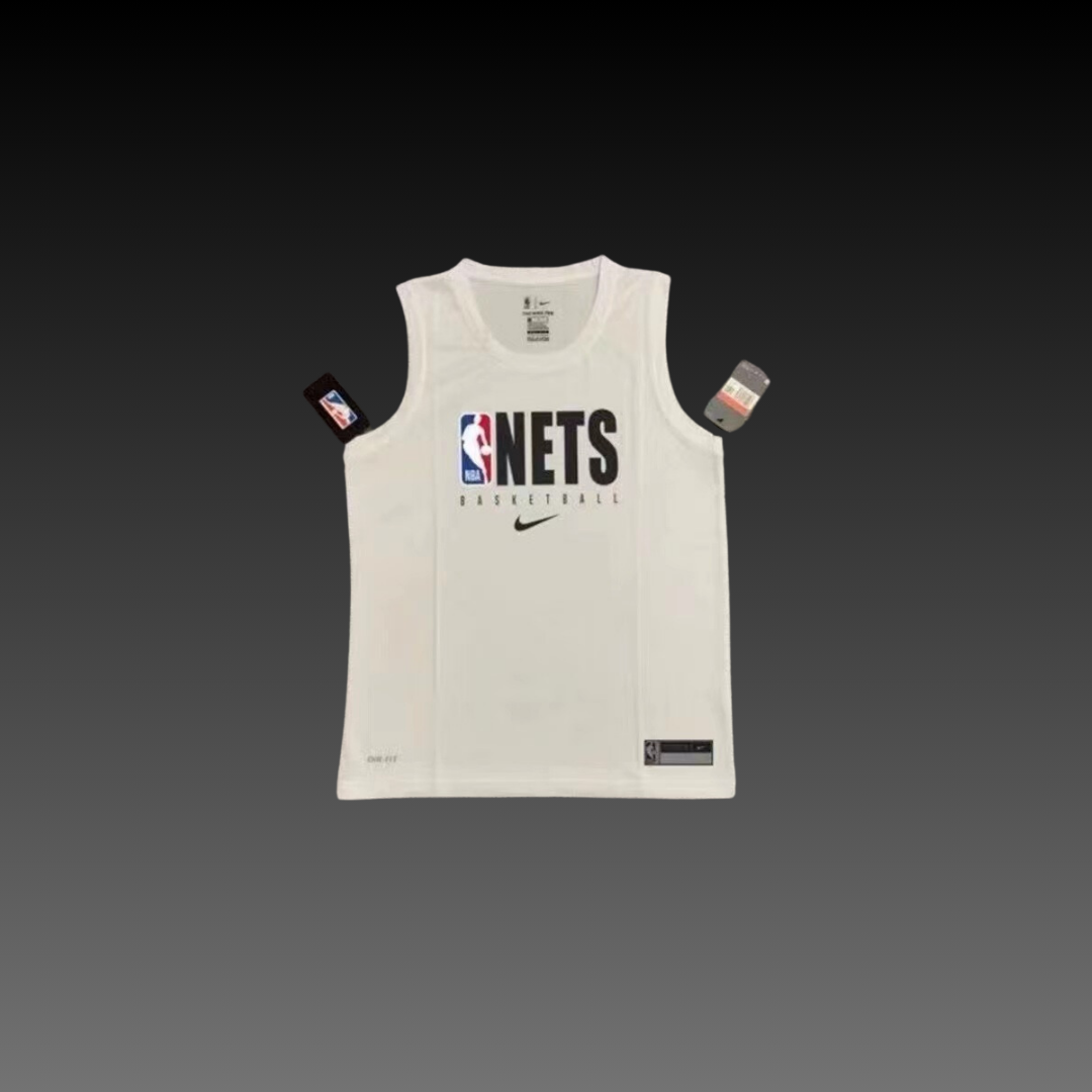 Brooklyn Nets White Warm-Up Tank Top