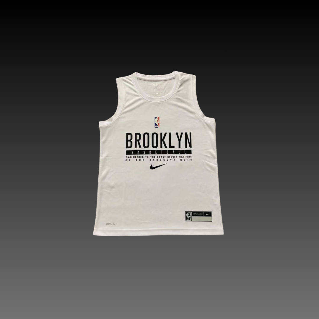 Brooklyn Nets White Warm-Up Tank Top